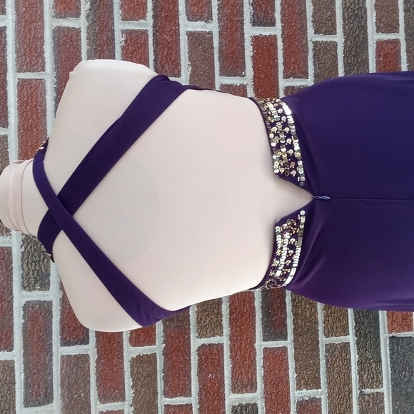 Blondie Nites Purple Maxi Dress with Gold Accents - Picture 6 of 11